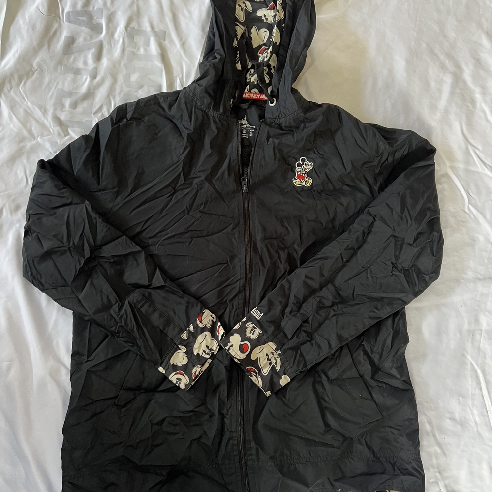 Disney Original Black Windbreaker with Mickey Mouse Disneyland Size Large